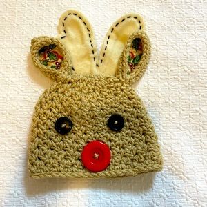 Crochet Newborn Reindeer Hat